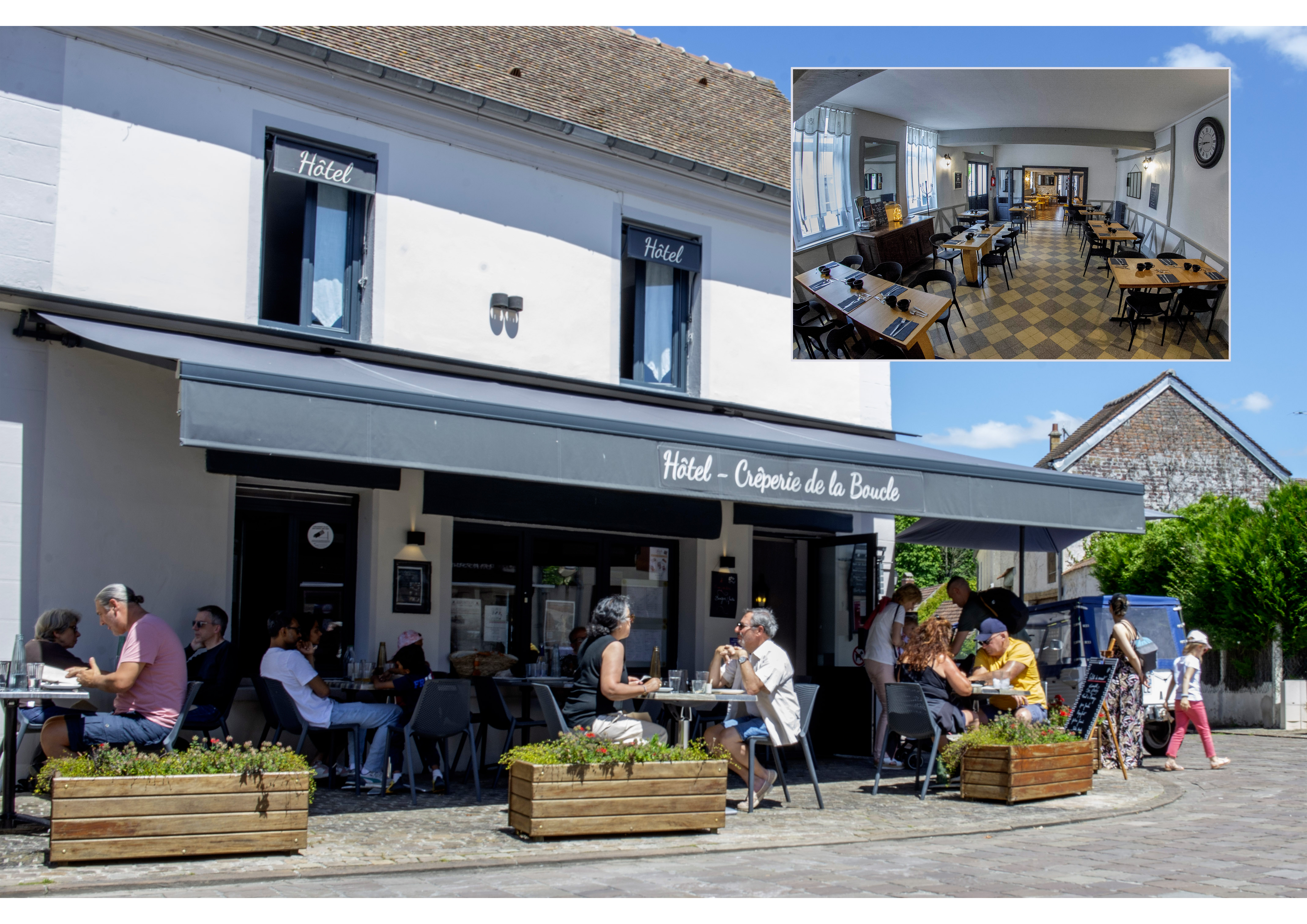 A reprendre fonds et murs, en région parisienne ,près de Giverny et du golf  de la Boucle.
Crêperie, Hôtel, Licence IV.
 Superficie 310 m2
    - Appartement 60 m2
    - 4 chambres
    -  50 places assises 
    - 25 places en terrasse
  Locaux en très bon état et conforme aux normes sécurité incendie.
Prix : 530000€