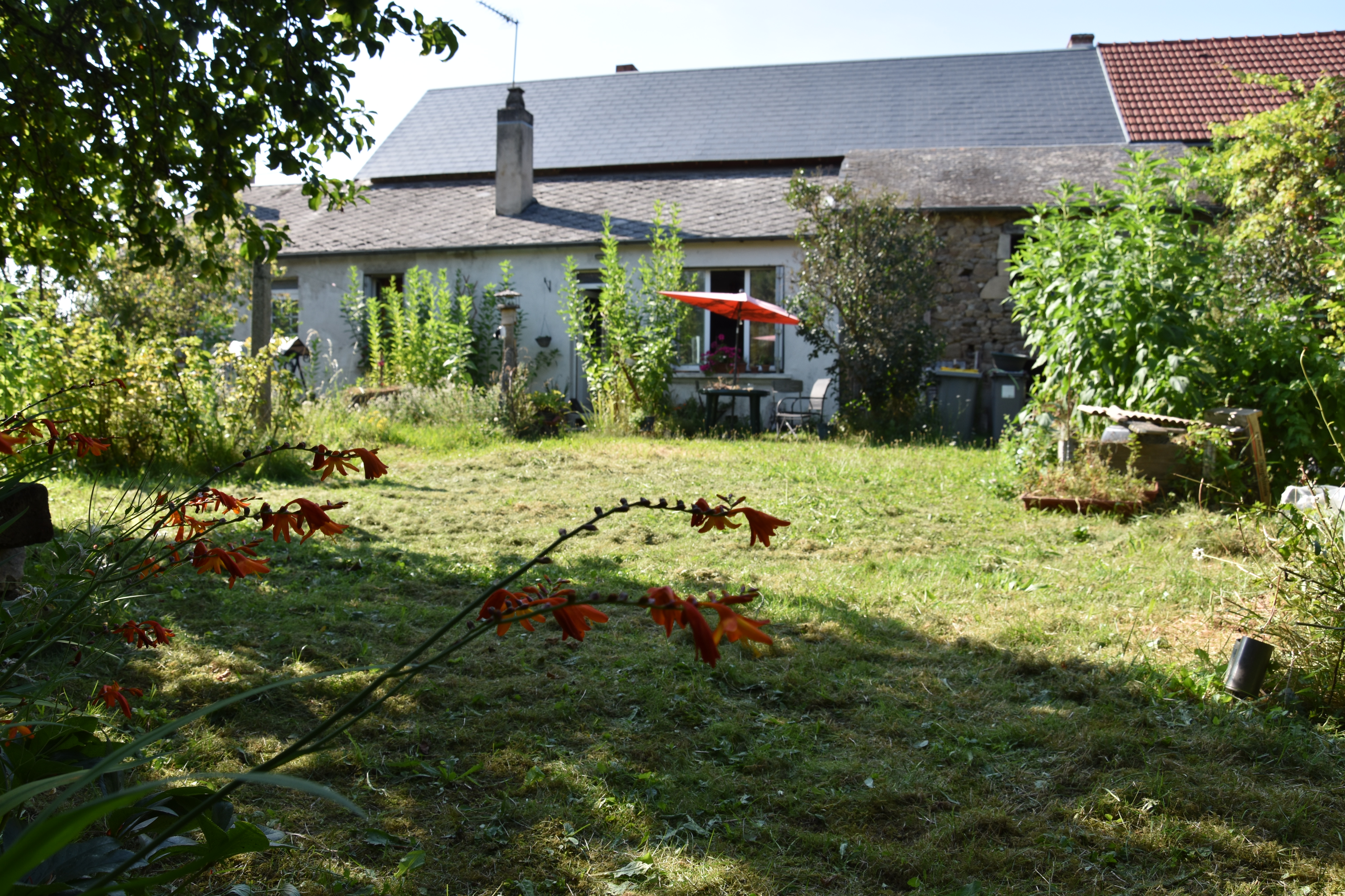 Bâtisse propice à différent projets : chambre d'hôtes, gites, commerce, atelier d'artiste, etc. C'est un ancien commerce : Salle de danse/restaurant avec espace bar et une pièce qui servait d'épicerie qui donnait sur une ancienne cuisine salle à manger. Les deux espaces ont leurs portes donnant sur l'escalier côté place de l'église. Actuellement utilisée depuis trois ans comme résidence principale. La grande pièce de l'ancien espace restaurant est utilisé comme salon et a commencé à subir des rafraîchissements : ajout de prises, câbles électriques en tissu et compteurs en céramique enlevés, murs rafraîchis, enduits et peints pour certains, et isolation côté rue ainsi que de belles double portes fenêtres toute neuves (permettant d'ouvrir en grand sur la route si nécessaire). À l'étage, deux des trois chambres ont été rénovées et remises au goût du jour, et le plancher en chêne a été entretenu (poncé et huilé).  

Cette bâtisse est de 175m2 habitable selon estimation d'une agence. Elle peut s'agrandir sur la dépendance qui est attenante et qui a la même toiture neuve, la même profondeur et donne sur le jardin.

Toitures : la grande toiture (couvrant le 1er étage) a été totalement refaite en septembre 2021 et couvre l'espace actuellement habitable ainsi que la bâtisse attenante (qui reste à rénover : garage et pièces supplémentaires possibles au R.C. et à l'étage). Reste une petite toiture à refaire, d'environ 5mx 4m couvrant cette bâtisse attenante, côté jardin (ou je souhaitais faire une chambre au R.C).

Les huisseries côté place de l'église ont été changées en 2022. Double porte battante et deux fenêtres en oscillo-battant avec store solaire posés dans la grande salle (donnant côté place). La porte-fenêtre de l'ancienne épicerie a été 8changée (la vitrine n'a pas été changée ni le store manuel) et est en oscillo-battant. Les fenêtres de la salle d'eau et des toilettes sont aussi neuves et en oscillo-battant.

L'ancienne épicerie a été remise aux normes électriques par un professionnel : nouveau tableau avec disjoncteur, câblage jusqu'à la borne EDF extérieure, et installation de goulottes et prises dans la pièce. La pièce actuellement utilisée comme cuisine a été rénovée : murs refaits, installation de prises, crédence, et isolation thermique des murs. Isolation au sol dans les combles et sous le plancher de l'ancienne épicerie.

Un jardin clôturé de 300 m² environ, avec pommier, pêcher, groseillier et autres plantes aromatiques, est situé côté sud. Sont accès est possible depuis la maison mais aussi depuis la petite ruelle à l'angle de la bâtisse. L'ancienne salle de danse donne accès au jardin, offrant ainsi la possibilité de créer une terrasse pour la clientèle ou, si la maison est utilisée comme résidence principale, de créer un salon donnant accès au jardin. L'espace cuisine a également une porte menant au jardin, avec quatre marches à descendre. Le jardin est légèrement incliné mais à peine, permettant ainsi aux fortes pluies de s'écouler dans la rue. Un puits alimenté par une des sources du village permet d'arroser le jardin. Ce jardin actuellement très vert, apporte fraicheur la journée et le soir  en période estivale.

Le village est situé entre deux autres communes qui possèdent quelques commerces (magasin de bricolage, boucherie, bar, librairie, etc. mais il faut prendre sa voiture à chaque fois et pour ceux qui n'ont pas de voiture, de permis ou les anciens cela n'est pas facile pour eux). Saint Fargeol, n'a qu'un bar ouvert tous les matins seulement et mériterais de retrouver un commerce ouvert en après-midi ou soirée : dépôt de pain, salon de thé, bar épicerie ou petite salle de réception. Une association artistique organise 3 ou 4 concerts en été chaque année.  Sur la communes : cours de Yoga, une Ets de confiture et diverses associations. Dans les communes voisines : écoles, maraichers bio, marchés, boucher, un Circuit de kart et d'accrobranche, compagnie de théâtre, etc.
Dans les environs : deux ressourceries, lycées agricoles, etc. La propriété est à 20mn de l'entrée de Montluçon et environ 35 à 40mn du centre ville.
La maison (ancien commerce) donne sur la route principale avec possibilité de ce garer devant ou devant l'église. Les poids-lourds livrant les diverses entreprises locales et les usagers passent devant sur cette axes principale du village donc visibilités assuré et possibilité de ce faire livrer.

Dim des pièces : 
- Salon/ex-restaurant : 10mx5m
- Pièce de l'ex épicerie : 4m x 6,80m
- Chambres : 5x2.80m (pour les plus petites) et plus de 6mx3mpour la 3ème.
- Cuisine rénové : 4.60x3.30m (possibilité d'agrandir sur l'ancienne cuisine d'environ 10m2 car mur non porteur. Actuellement dans cette ancienne pièce ou il y avait une cuisinière à bois, il y a l'évier et le chauffe eau).
- Petit toilette mais mur rafraichis et une couche d'isolation liège.
- Salle d'eau : rénovation en projet cabine de douche à changer (sera fait ou à faire).