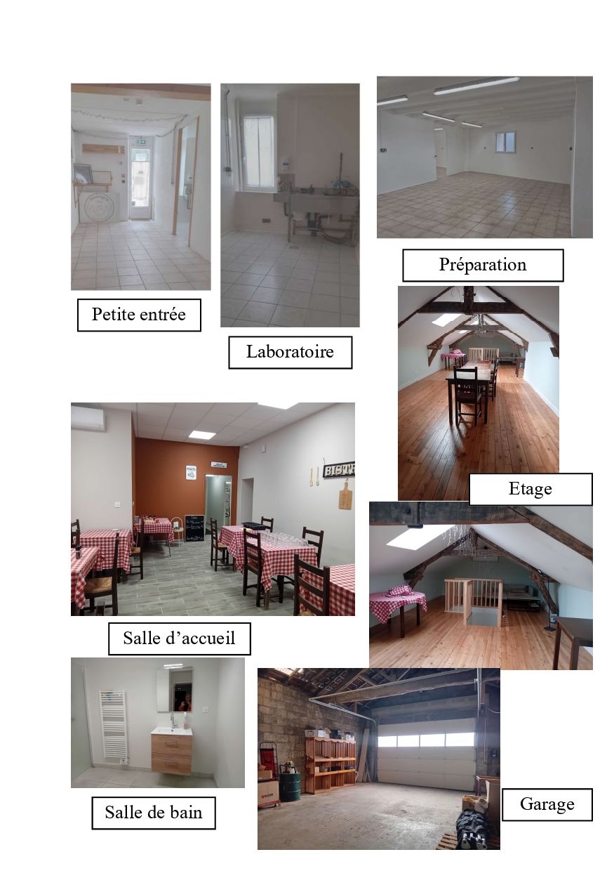 Situation :
Dans le bourg, le local fait partie d’un immeuble anciennement occupé par la coopérative, celui-ci a été divisé pour installer de gauche à droite : la mairie-poste-bibliothèque, la pizzéria, le local concerné, les ateliers municipaux et le local chasse.

Composition :
Rez-de-chaussée : Garage 75 m², local de stock 37,5 m², laboratoire 12,5 m², magasin 36 m², vestiaires, wc, salle de bain 30 m², autres espaces de travail 120 m²

Etage : espace de vie 70 m²

Parking situé devant les 
commerces avec aire de jeux

Destination :
Ce local était occupé par une boulangerie fermée depuis décembre 2023, les gérants ne proposant que des pains au levain, le commerce n’a pas pris l’essor recherché.
La municipalité aimerait accueillir un  bar de village, permettant de créer des liens sociaux !
LOYER MENSUEL 350 € LICENCE IV : 50 € PAR MOIS