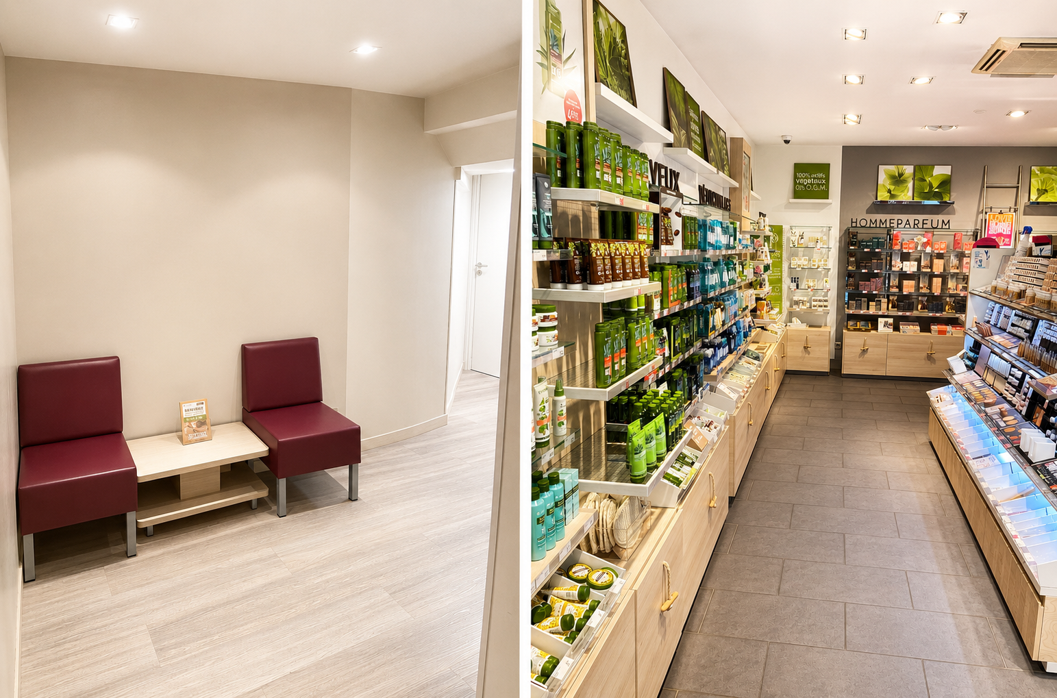 A reprendre dans une ville de 12000 habitants en Lozère, bel établissement centre de beauté franchisé. Magasin de produits de beauté issus de la cosmétique végétale avec un institut. Entreprise ayant une belle notoriété, très bel emplacement commercial. Idéal pour une personne dynamique ou un couple qui est à l’aise avec le management, la gestion et le commerce de proximité. La marque propose des formations régulièrement et est présente pour accompagner le repreneur. Il n’est pas nécessaire de disposer d’un diplôme en esthétique. 
Vente du fonds de commerce : 190 000€ ou vente des parts sociales : 110 000€ - location des murs : 980€/mois