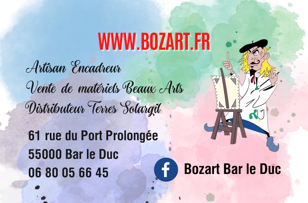 Cause retraite courant 2025, je cède mon fonds de commerce d'Encadrements et vente de matériel Beaux Arts à  BAR LE DUC dans la Meuse.
Métier de passion, créée en 1995, BOZART a développé une clientèle de proximité grâce à une vente sur place et des tournées auprès d'artistes, ateliers ou associations , et nationale via son site www.bozart.fr et les marketplaces (Amazon, Cdiscount, Ebay, Price Minister,Le bon coin...)

Activité artisanale d'encadreur + vente de matériel 
.chassis toilés
.chevalets
.peintures
.pinceaux
.papiers techniques :dessin, aquarelle, pastel, huile...
.marqueurs,
.feutres
. tout matériel Arts graphiques...
.cimaises et matériel d'exposition
.terre Solargil pour céramique
Zone de chalandise d'un rayon de 100 km, en activité depuis 30 ans avec une clientèle fidèle et agréable  dans tous les départements limitrophes.
Fonds 20000 €
Local à trouver mais possibilité de travailler chez soi, j'ai commencé avec un local en ville mais travaille chez moi depuis le Covid. 
Activité pouvant être exercée à BAR LE DUC mais pas que...
Potentiel de développement , peut également convenir à un couple ,l'un(e)artiste  donnant des cours de peinture et l'autre plus commercial et comptable.
Une bonne connaissance et utilisation des réseaux sociaux serait un bonus...

Accompagnement et  formation à l'encadrement possible le temps de la transmission.