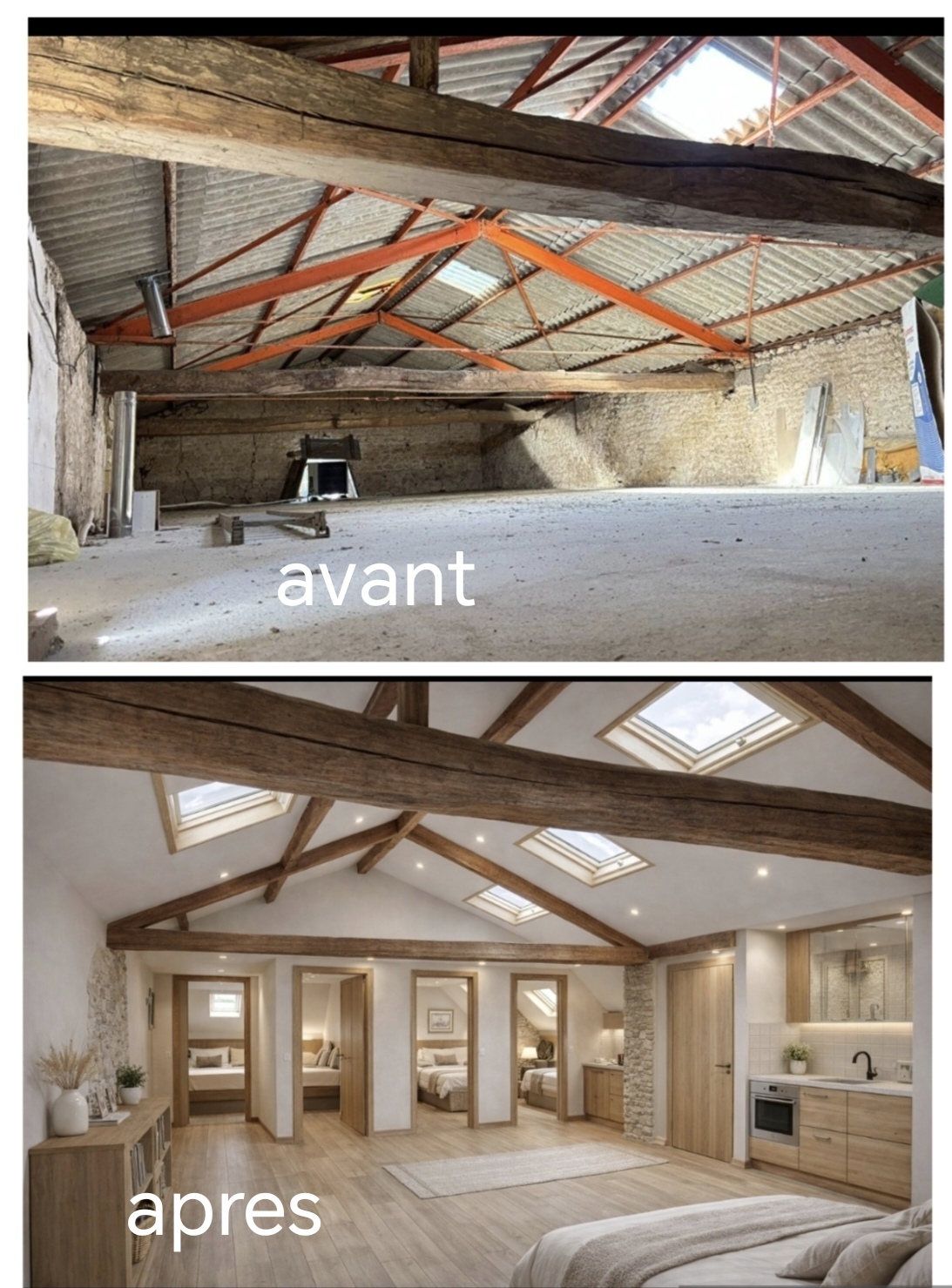 Bonjour, mon Local d'activités, actuellement en salle de Yoga, est à vendre, à Nancras près de Saintes/ Royan=> peut devenir un logement PMR
58 M2 parking, pas de jardin
Actuellement, je loue aux profs par créneaux horaire


145m2 au sol , plus la plate forme au dessus de 148 m2
Téléphone : +33770700358