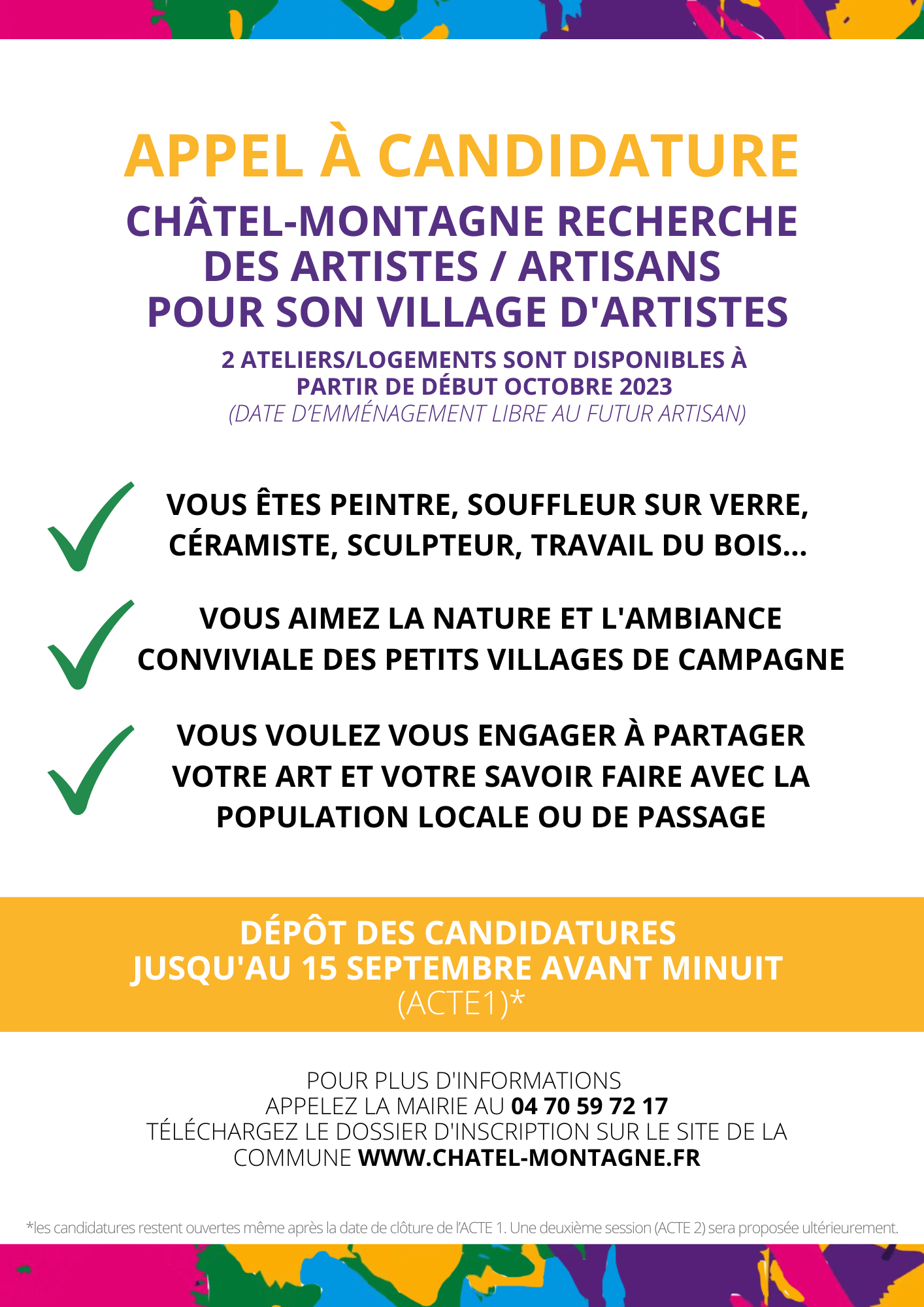 Appel à candidatures - village d'artistes