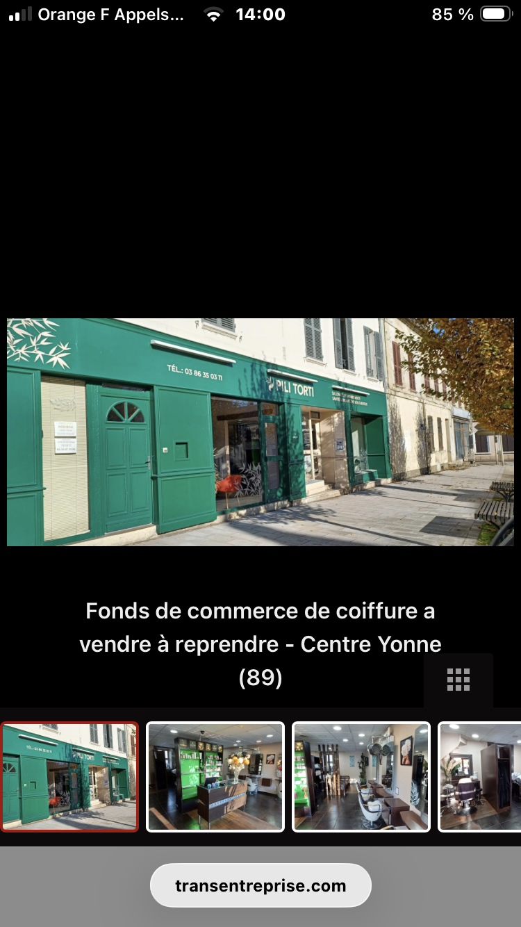 Vend fond de commerce salon de coiffure avec 3 employés cause santé clientèle fidélisée,possibilité d achat des murs (150000)avec un logement 3 chambres 90metres carrés au dessus du salon.potentiel de développement.