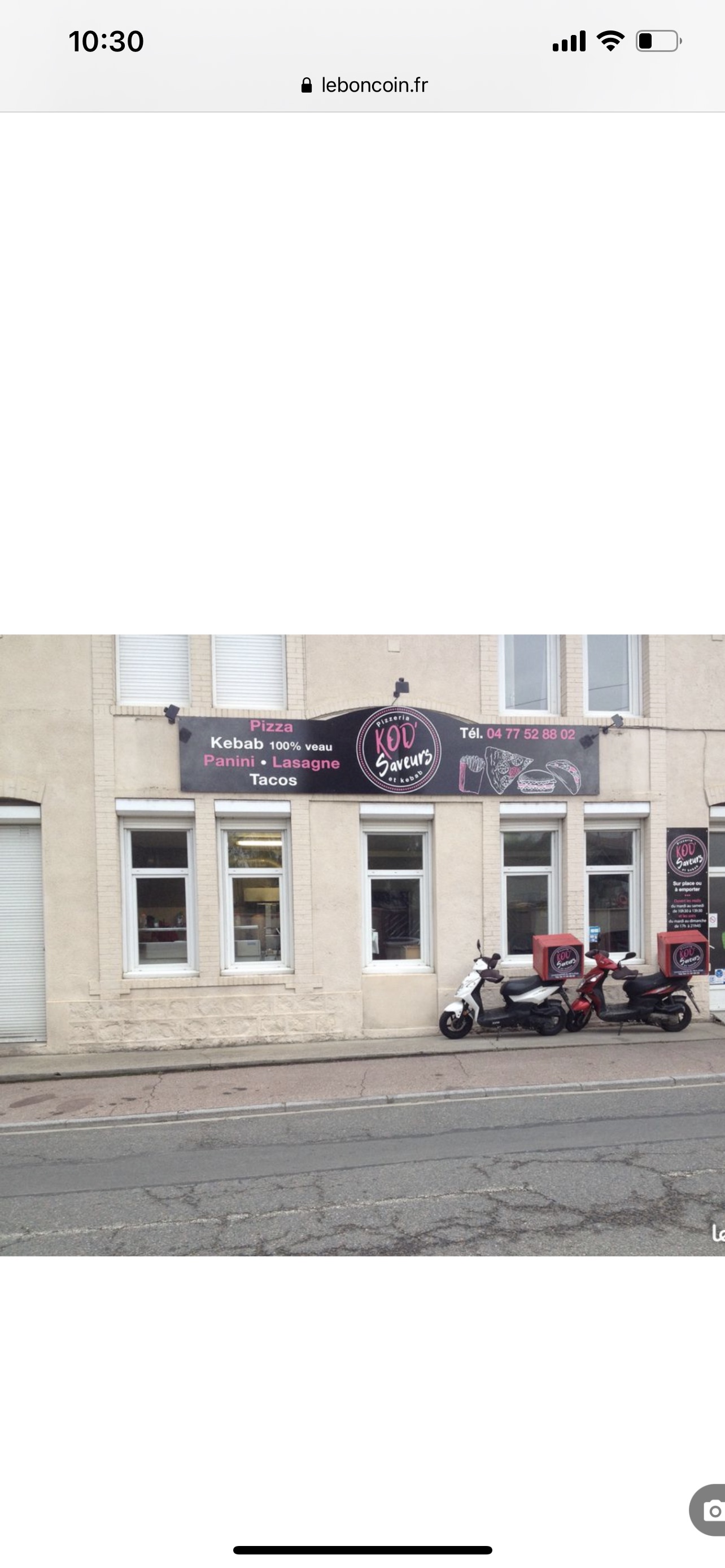 Vends fonds de commerce pizzeria ,dans un joli village de la plaine du forez dans la Loire sur un axe ayant du passage.
Parking devant et à proximité.
Très bon CA, clientèle fidèle et agréable.
Le commerce est entièrement équipé,et fait 90 m2.
Actuellement ouvert seulement le soir 6jrs sur 7.
Possibilité de développer l’activité ,possibilité de faire une terrasse devant.
Activité sur place à emporter et en livraisons.
Possibilité de formation du repreneur si besoin.
