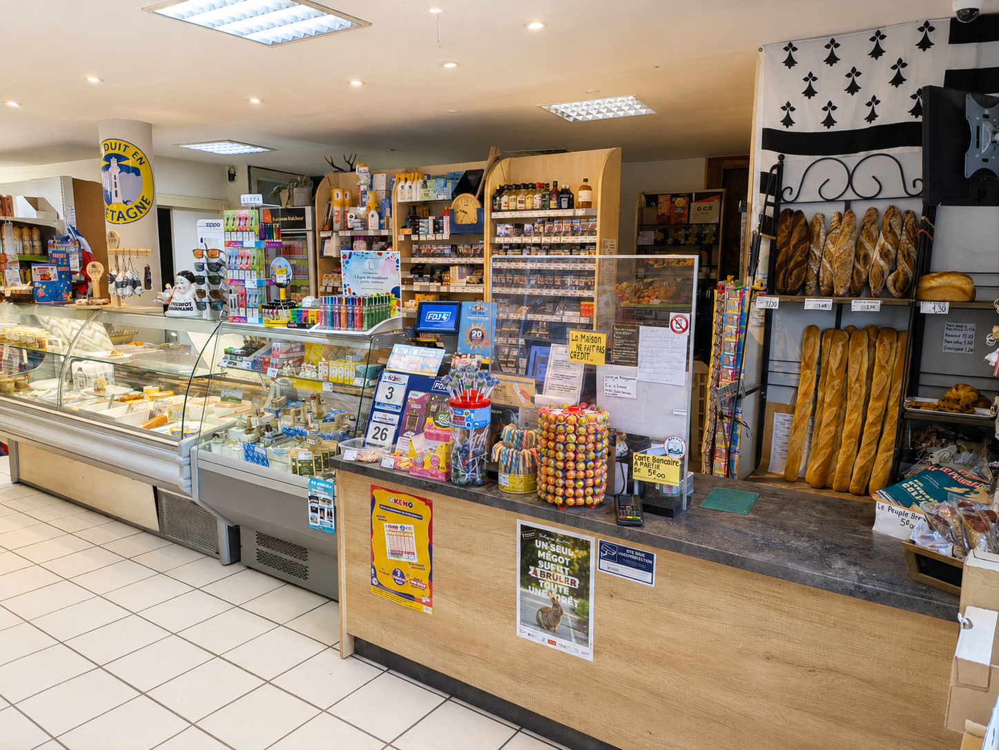 Vente d'un fonds de commerce multiservices situé dans le bourg de Commana (29), commune rurale et touristique du Finistère, au cœur des Monts d’Arrée.

Ce commerce de proximité comprend :
- Un espace bar-tabac (avec les licences nécessaires à l'exploitation de l'activité)
- Une supérette Halles Dis (indépendante)
- Un dépôt de pain
- FDJ & jeux de grattage
- Snack (rôtisserie, pizzas, sandwichs, etc.)
- Vente de gaz.

Activité saine et rentable, implantée depuis de nombreuses années dans le village, bénéficiant d'une clientèle locale fidèle (habitants, artisans, touristes).

Les + du commerce :
- Logement sur place possible (200€ par mois)
- Loyer modéré (480€ par mois)
- Parking sur place
- Espace terrasse extérieure aménageable
- Unique commerce alimentaire sur un vaste secteur
- Activité diversifiée (plusieurs sources de revenus).

Potentiels de développement :
- Animations & événements locaux
- Développement produits locaux et souvenirs
- Activité snack & petite restauration à renforcer
- Développement des produits à la coupe (charcuterie, boucherie, fromages, plats du jour/traiteur)
- Service de click & collect et/ou de livraisons à domicile.

Les murs du local commercial et du logement à l'étage sont également disponibles à la vente.

Idéal pour un couple ou une personne seule en reconversion professionnelle, souhaitant une activité polyvalente en milieu rural.

Accompagnement possible à la reprise par la cédante selon l'échéance du projet et le souhait du repreneur.

Commerce fonctionnel immédiatement, situé dans un cadre de vie rural recherché du Finistère.
