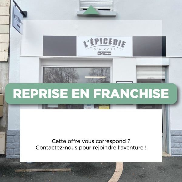 Vous souhaitez investir dans un commerce alimentaire en franchise clé en main sous enseigne ? Cette offre peut répondre à votre projet !

Description du projet :

Magasin neuf au centre du bourg et des commerces dans un environnement de tourisme vert proche du lac de soursac.

Soursac dispose également de son viaduc des rochers noirs qui vient d'être réhabilité et qui attire de nombreux touristes.

Loyer très attractif.

Petite saisonnalité l’été avec un camping proche du magasin et le tourisme vert.

Ecoles sur place + Collèges à 15km

Service arrière avec fromage à la coupe

Glaces et Boissons fraîches

Commerces complémentaires : bar, boulangerie, boucherie/charcuterie/traiteur, restaurant, coiffeuse…

Parking : 12 places.

Logement possible avec la mairie.

Informations sur le projet:
Prix de cession : 90 K€
Apport personnel : 35 K€
Loyer annuel : 2 K€
Chiffre d’affaires annuel TTC : 407 K€
Surface de vente : 120m²

JOURS D’OUVERTURES ET HORAIRES :
lundi au samedi 08:30–12:30/15:00–19:00

dimanche 08:30–12:30

Les services proposés: 

– Tabac

– FDJ

– Pêche : lac de Soursac + Permis de pêche

– Relais colis/Mondial Relais/Relais Pick Up

– Café en grains/Thé/Infusion

– 2 Terrasses + mange debout

– Dépôt pain pendant les vacances du boulanger.

Les avantages de notre enseigne :
• Une centrale d’achat puissante
• Une forte notoriété et un savoir-faire reconnu depuis 125 ans
• Une logistique efficace capable de livrer partout en France
• Une formation gratuite sur mesure
• Un accompagnement personnalisé

Devenez un commerçant 100% indépendant ! Cette offre vous correspond ?
Contactez-nous pour rejoindre l’aventure !